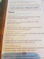 Picaro Cocktails Tacos menu