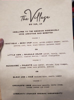 The Village, Big Sur menu