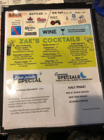 Zaks Diner menu