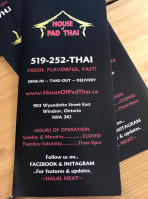House of Pad Thai menu