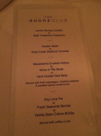 The Shore Club menu