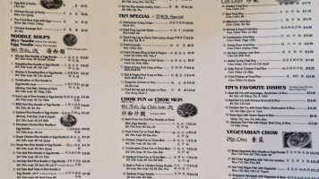 Tim Ky Noodle menu