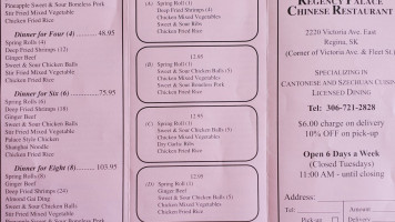 Regency Palace Family menu