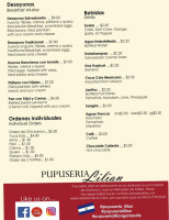 Pupuseria Lilian menu