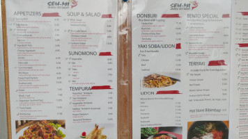 Seh-Mi Japanese Restaurant menu