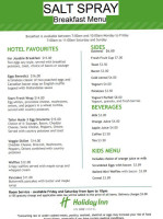 SaltSpray Restaurant menu