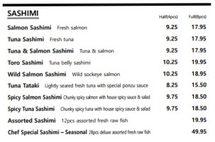 Pg Sushi menu