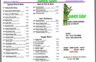 Eunice Sushi menu
