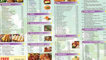 Fusion Sushi Thai menu