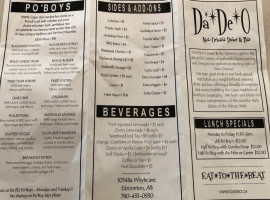 Dadeo Diner Bar menu
