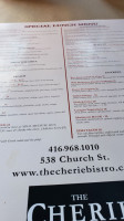 The Cherie Bistro menu