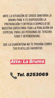 La Bruma menu