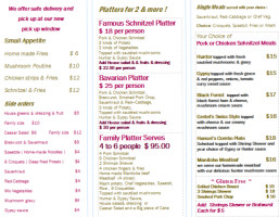 The Hansel Gretel's Schnitzel House menu