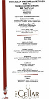 The Cellar Wine Bar and Kitchen menu