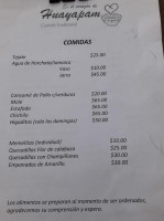 El Corazón De Huayapam menu