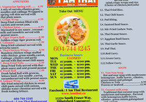 I Am Thai menu