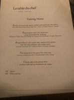 Restaurant La Table Du Chef menu