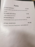 Villa Paradiso menu
