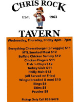 Chris Rock Tavern menu