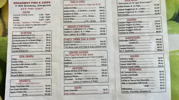Broadway Fish & Chips menu