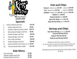 Kris' Fish & Chips menu