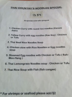 Thai Country Kitchen menu