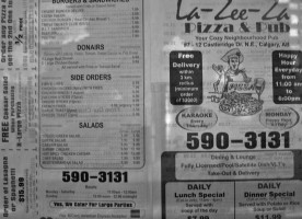 La-Zee-Za Pizza & Pub menu