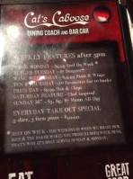 Cat's Caboose Tavern menu