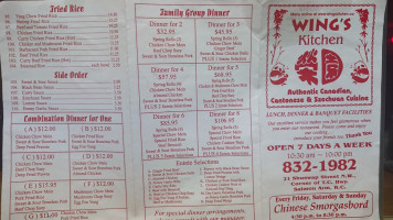 Wing's Kitchen menu