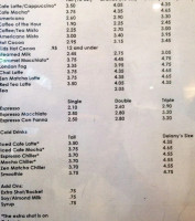 Delany's Coffee House menu