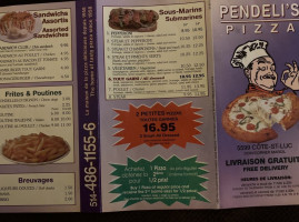 Pendeli's Pizza menu
