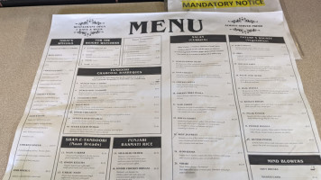 Shalimar menu