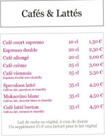 Chouettes Cupcakes menu