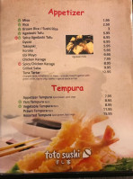 Toto Sushi menu