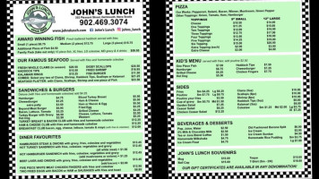 John's Lunch menu