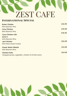 Zest Cafe menu