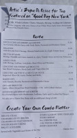 Artie's Steak Seafood menu
