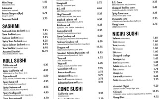 Maiko Sushi menu