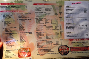 Banzai Sushi House menu