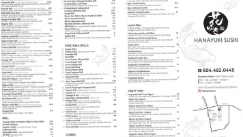 Hanayuki Sushi menu
