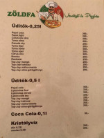 Zöldfa Étterem menu