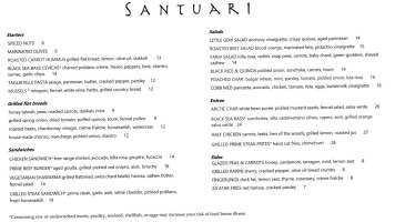 Santuari menu