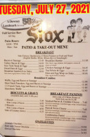 Stox Restaurant Bakery & Bar menu