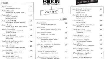 Bidon Taverne Culinaire menu