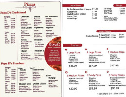 Papa D's Pizza & Variety menu