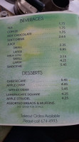 Cashin's Chestnut Tree Cafe menu