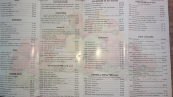 Young chow Garden Restaurant menu