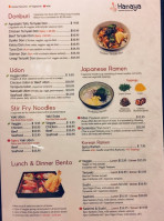 Hanaya Sushi menu