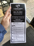 I Love Sushi menu
