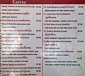 Reantong Thai Restaurant menu